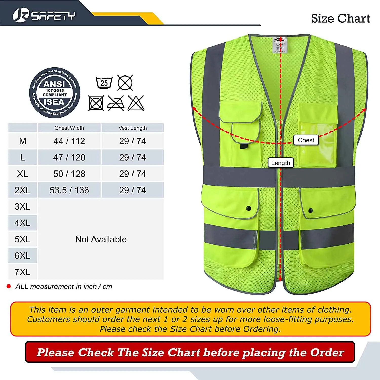 JKSafety 9 Pockets Mesh Hi-Vis Reflective Safety Vest, Security (JK200-SEC)