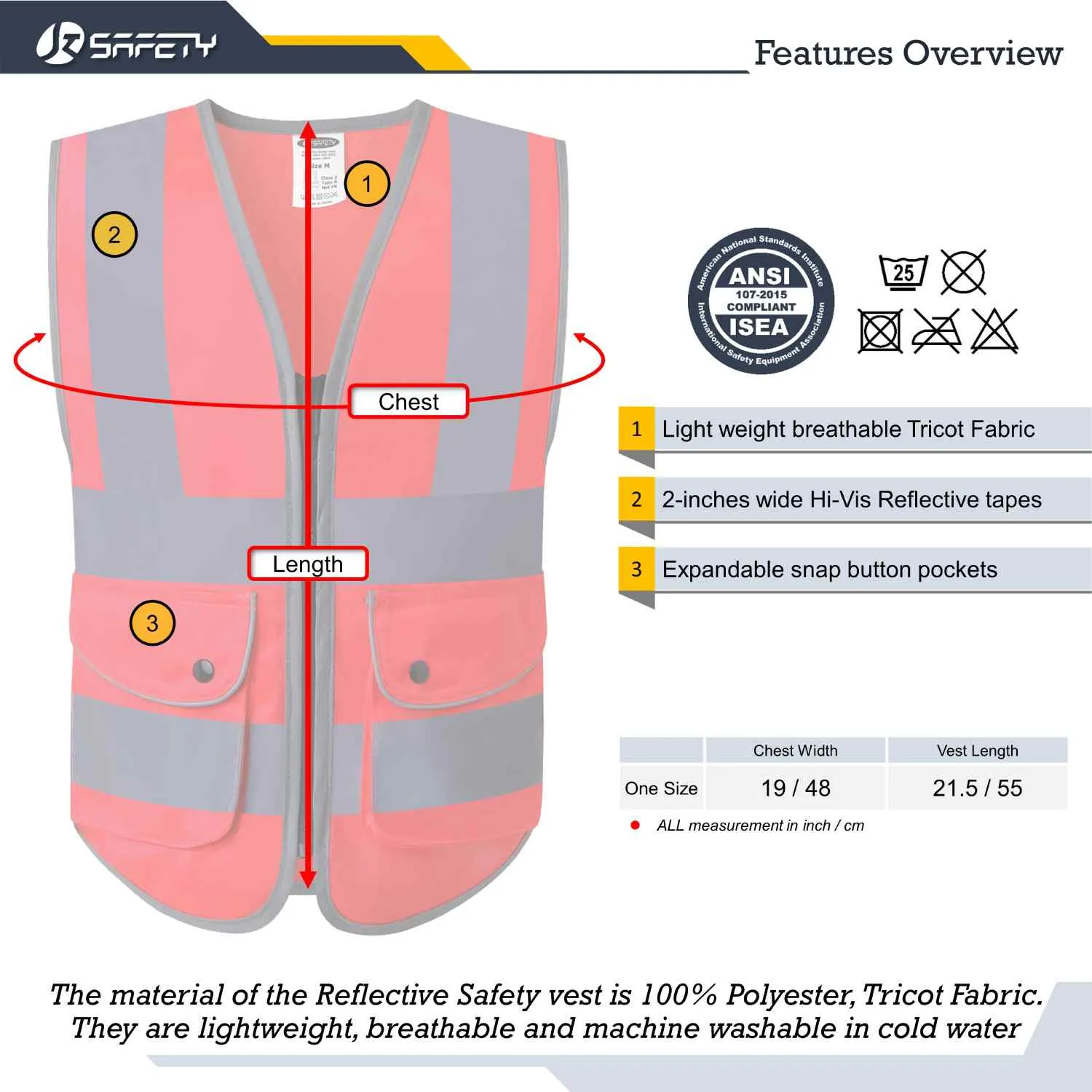 JKSafety Hi-Vis Reflective Safety Vest for Children (KID-Medium)