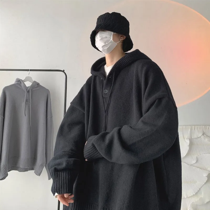 [Korean Style] 2 Colors Oversized Wool Hooded Sweaters