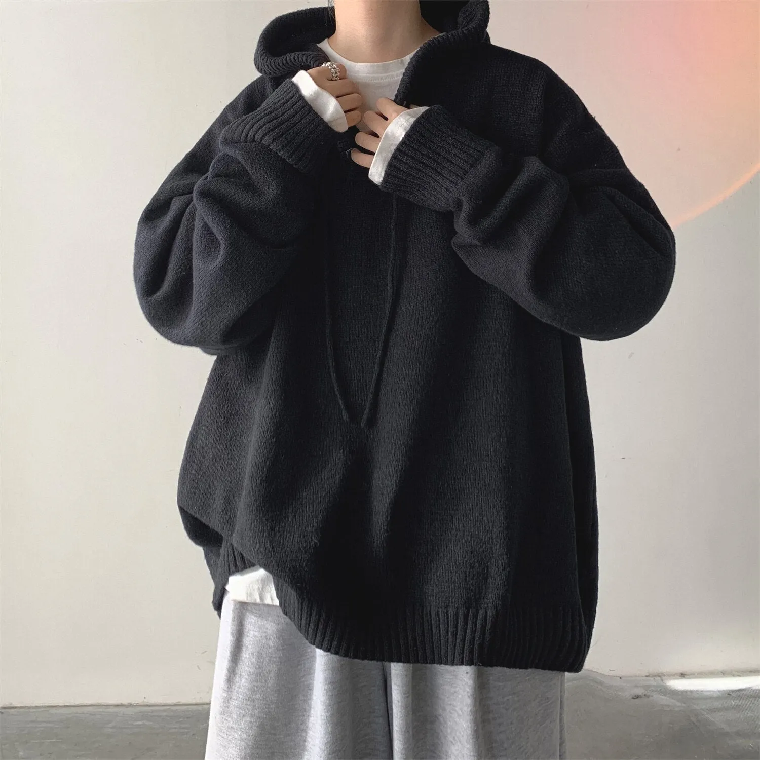 [Korean Style] 2 Colors Oversized Wool Hooded Sweaters