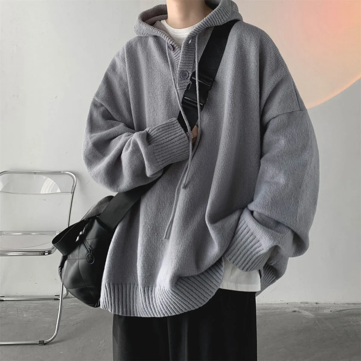 [Korean Style] 2 Colors Oversized Wool Hooded Sweaters