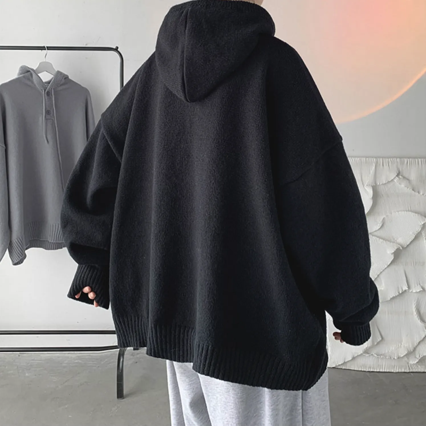 [Korean Style] 2 Colors Oversized Wool Hooded Sweaters