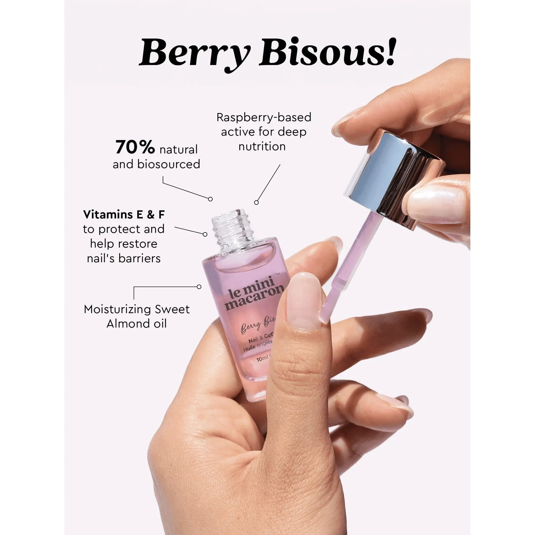 Le Mini Macaron - Berry Bisous Raspberry Nail & Cuticle Oil