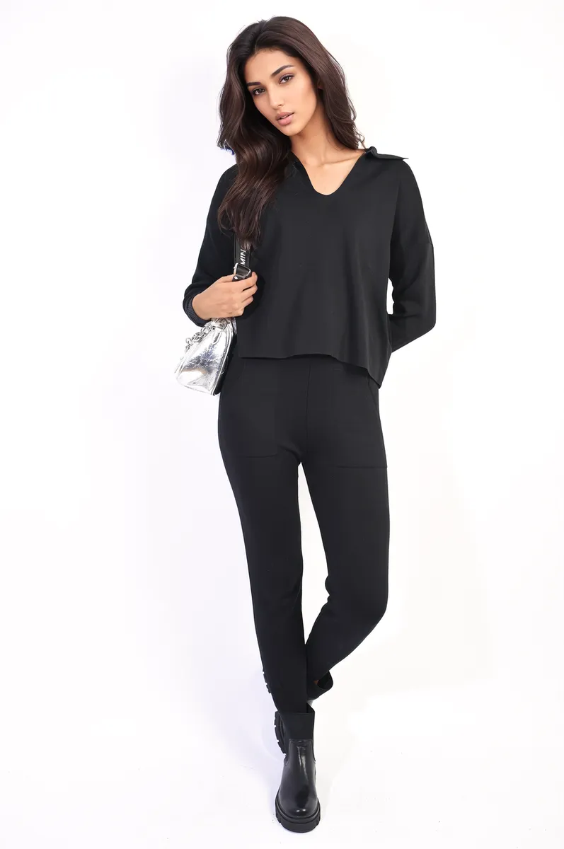 Long Sleeve Top And Drawstring Pocket Leggings Co-ord Set