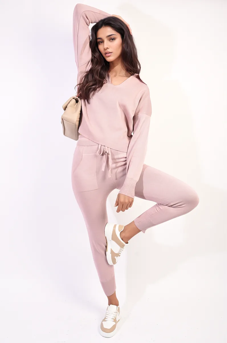 Long Sleeve Top And Drawstring Pocket Leggings Co-ord Set