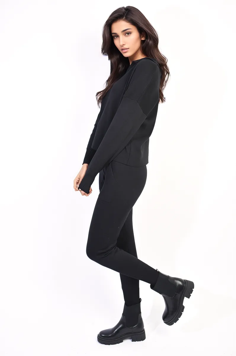 Long Sleeve Top And Drawstring Pocket Leggings Co-ord Set