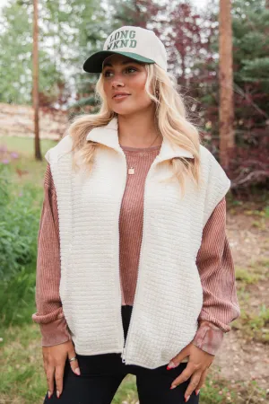 Make The Call Cream Quilted Vest SALE