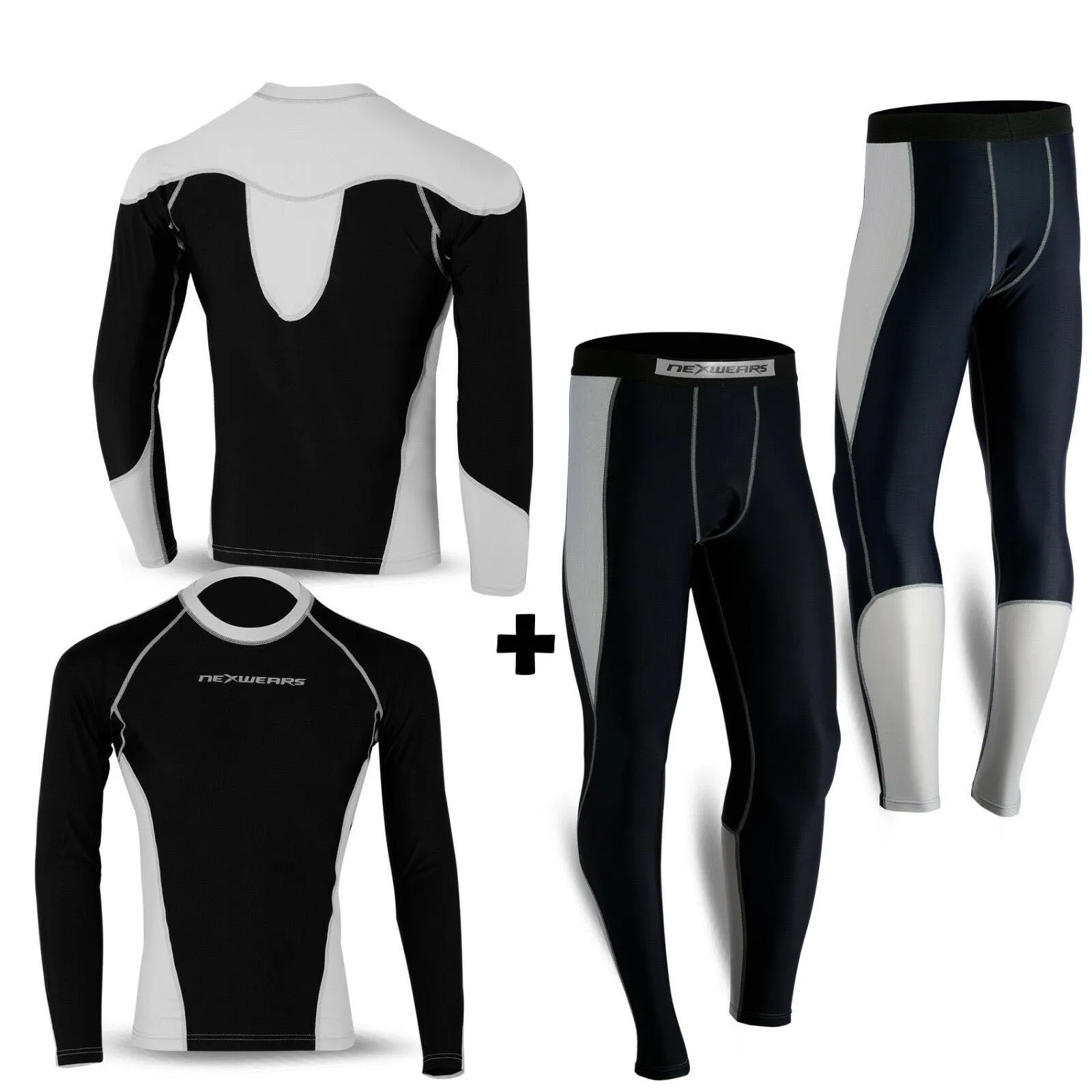 Mens Compression Base Layer 2Pcs Suit Tights Shirt Activewear Under Pant Thermal