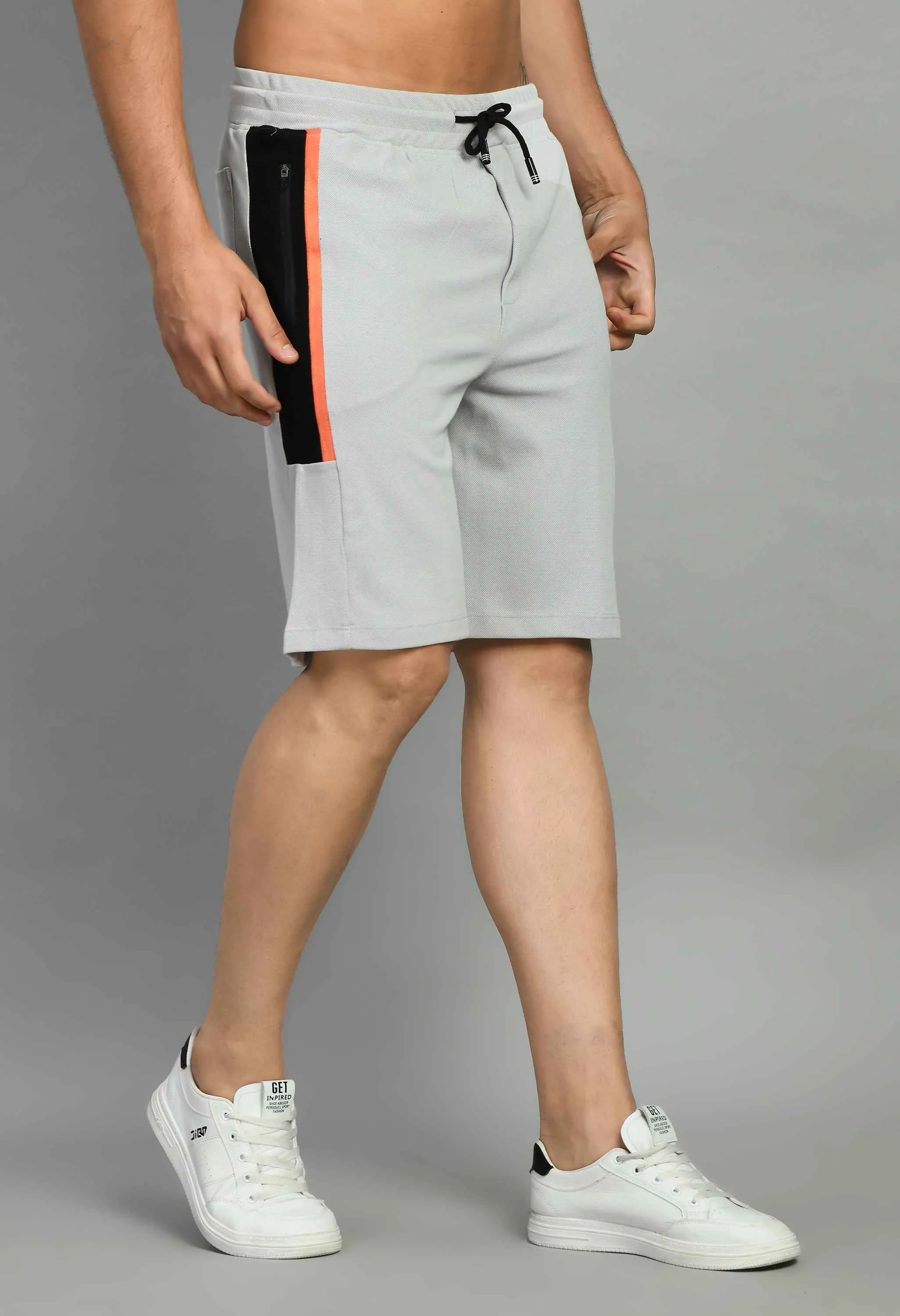 Men's Gray Drawstring Waist Solid Short