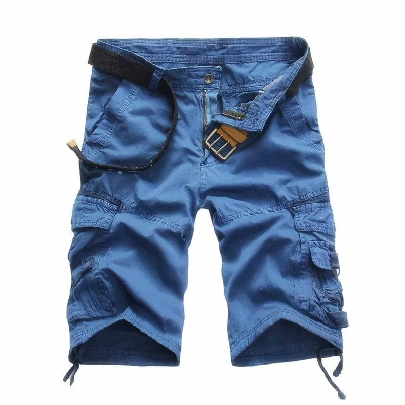 Men's Washed Cotton Cargo Shorts Casual Short Pants for Male