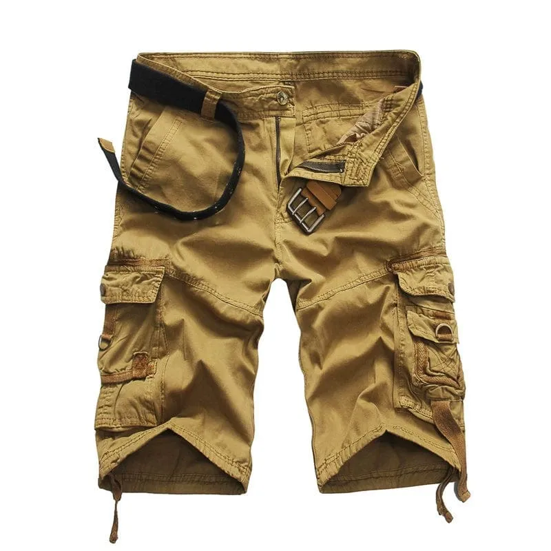 Men's Washed Cotton Cargo Shorts Casual Short Pants for Male