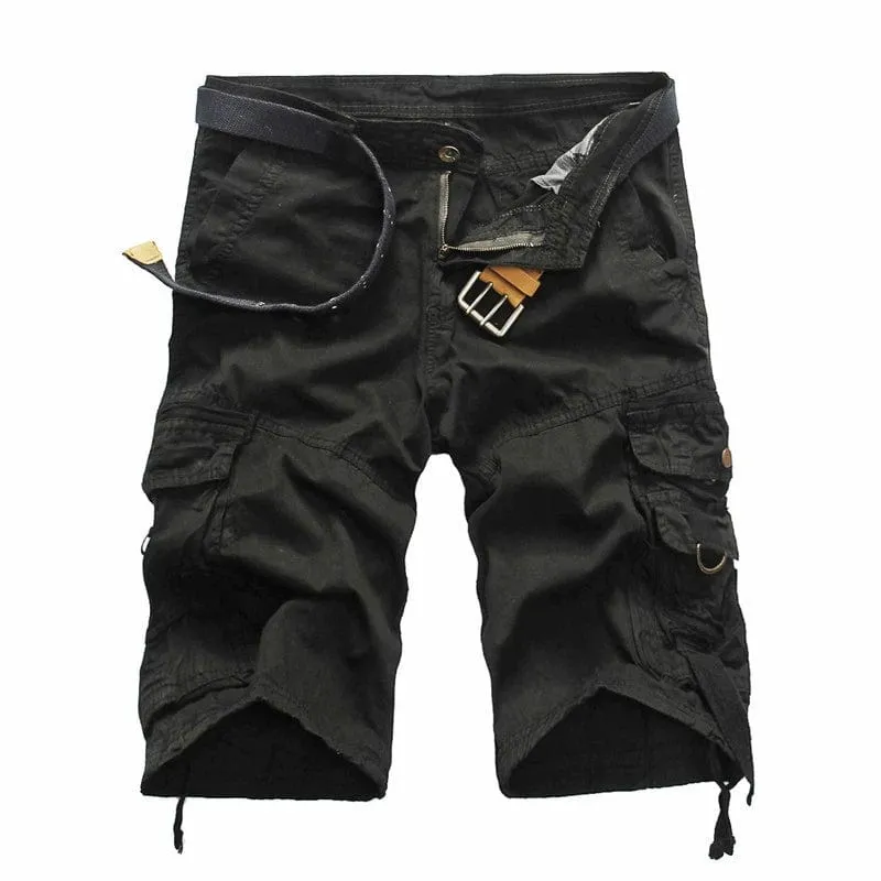 Men's Washed Cotton Cargo Shorts Casual Short Pants for Male