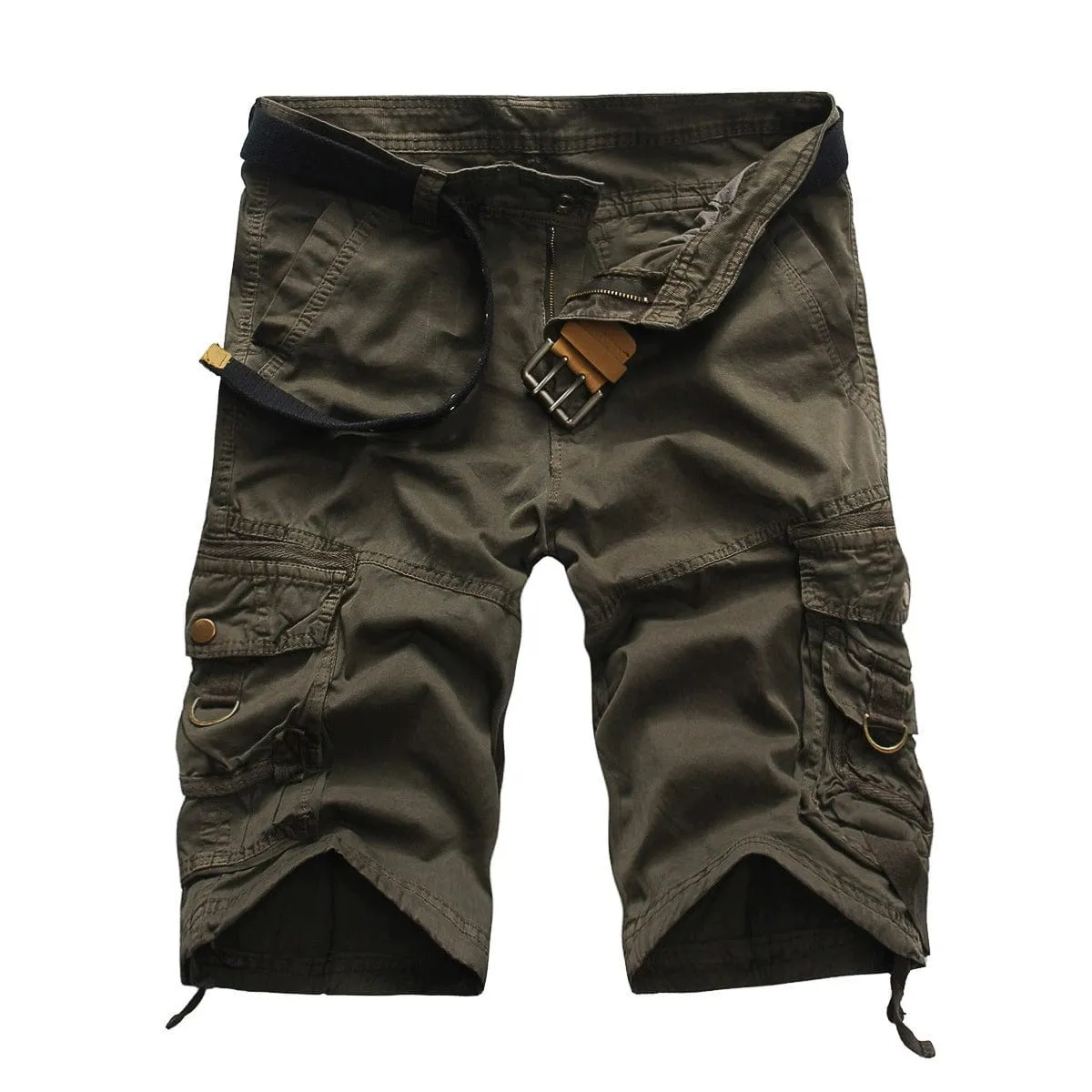 Men's Washed Cotton Cargo Shorts Casual Short Pants for Male