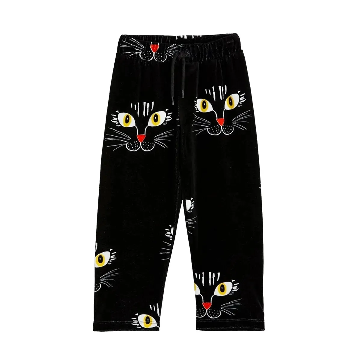 MINI RODINI - Cat Face Velour Trousers