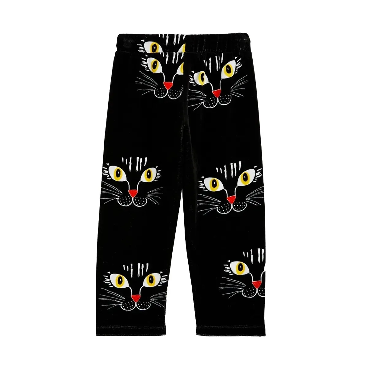 MINI RODINI - Cat Face Velour Trousers