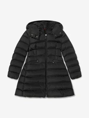 Moncler Enfant Girls Down Padded Charpal Long Coat in Black