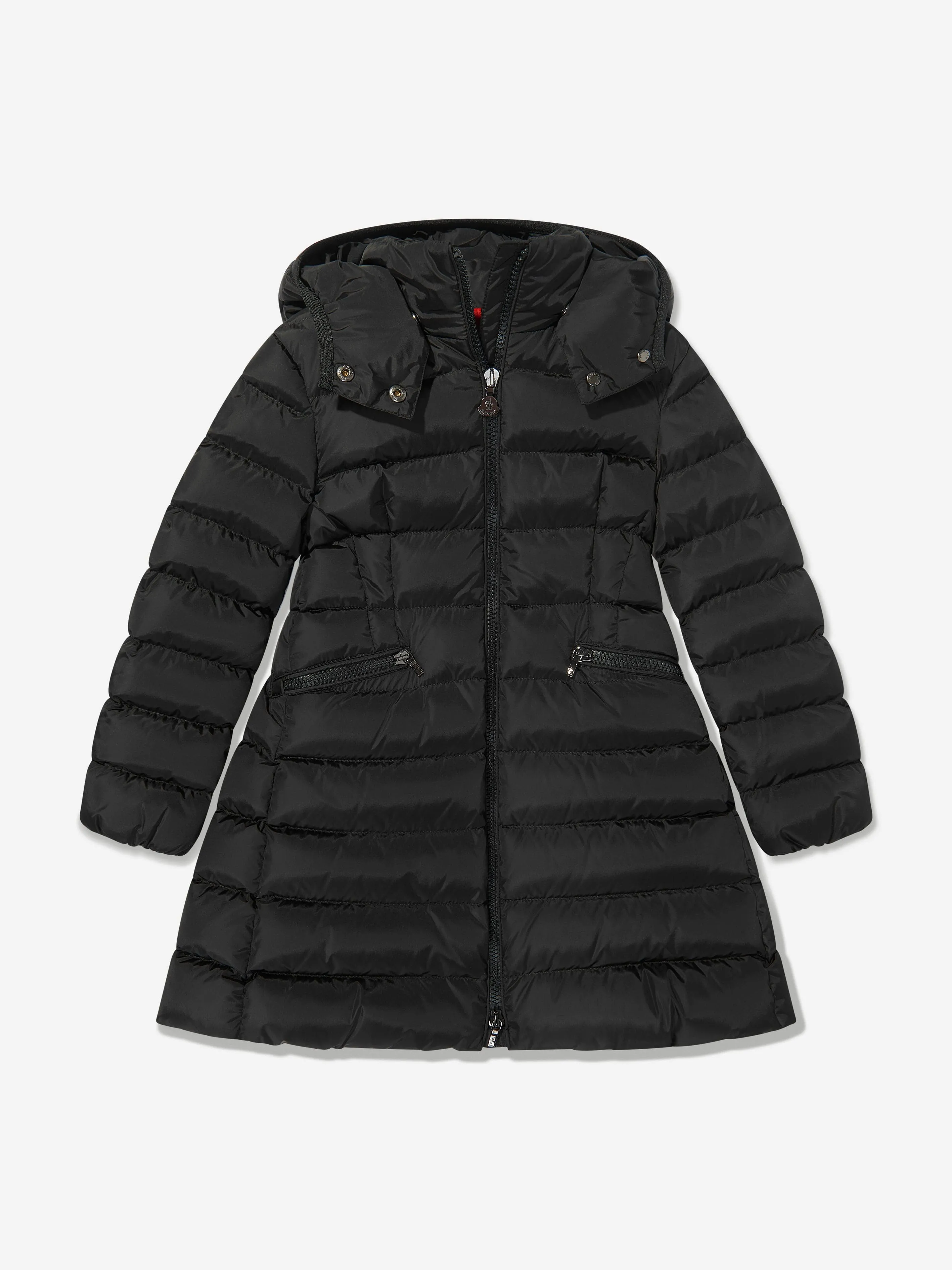 Moncler Enfant Girls Down Padded Charpal Long Coat in Black