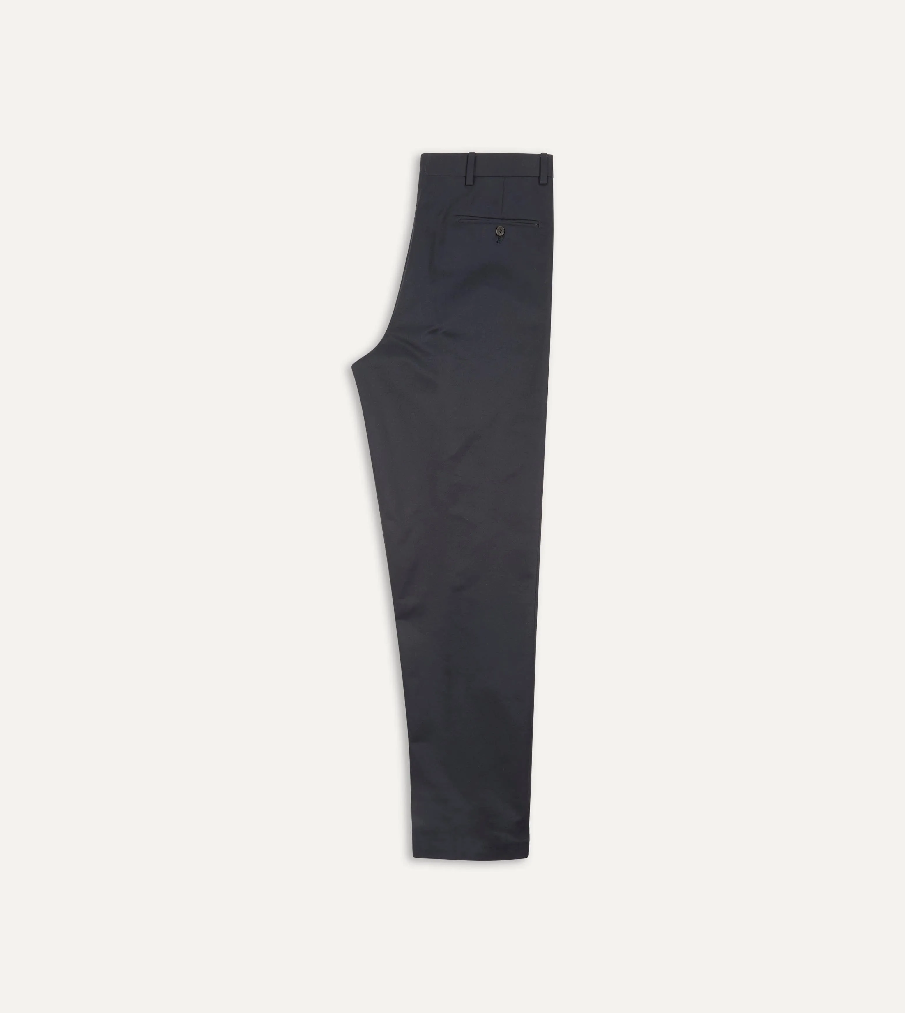 Navy Cotton Drill Flat Front Trouser