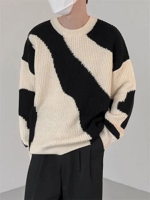 O-Neck Knit Patchwork Sweater