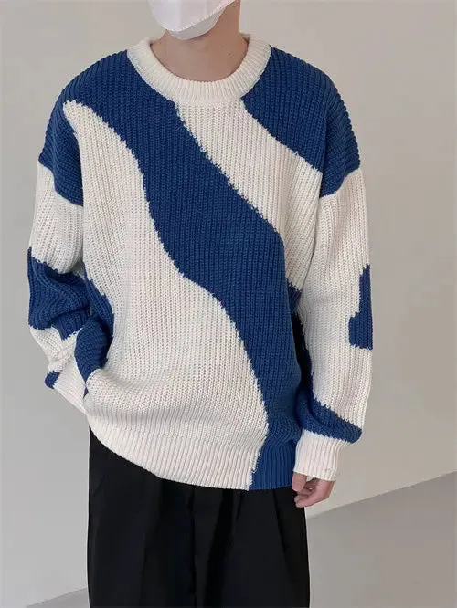 O-Neck Knit Patchwork Sweater