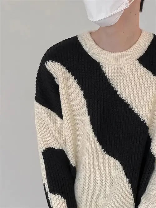 O-Neck Knit Patchwork Sweater