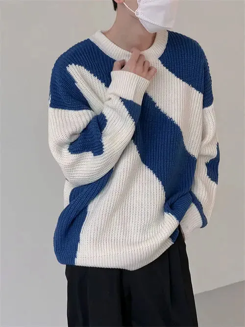 O-Neck Knit Patchwork Sweater