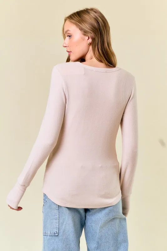 Oat Soft Thumbhole Henley Top