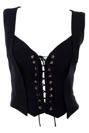 ON HOLD / S/S 1994 Moschino Couture Vintage Black Lace Up Corset Top