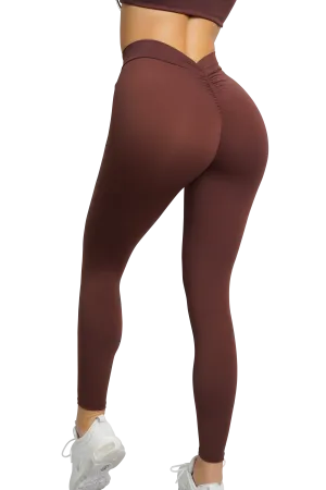 SCULPT V-BACK LEGGINGS - BROWN