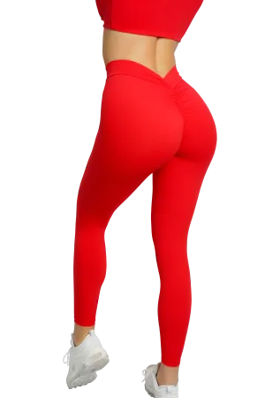 SCULPT V-BACK LEGGINGS - RED