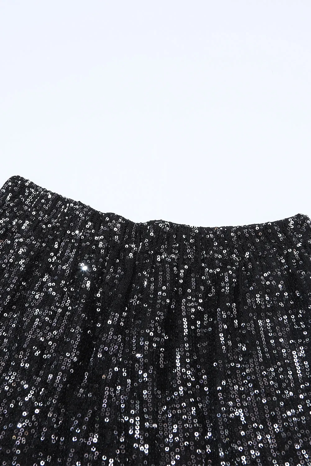 Sequin Straight Leg High Waist Casual Shorts