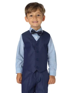 Shinny Penny Boys Blue Page Boy Outfit with Stripe Shirt - 4 Piece