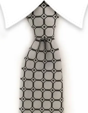 Silver Geometric Tie