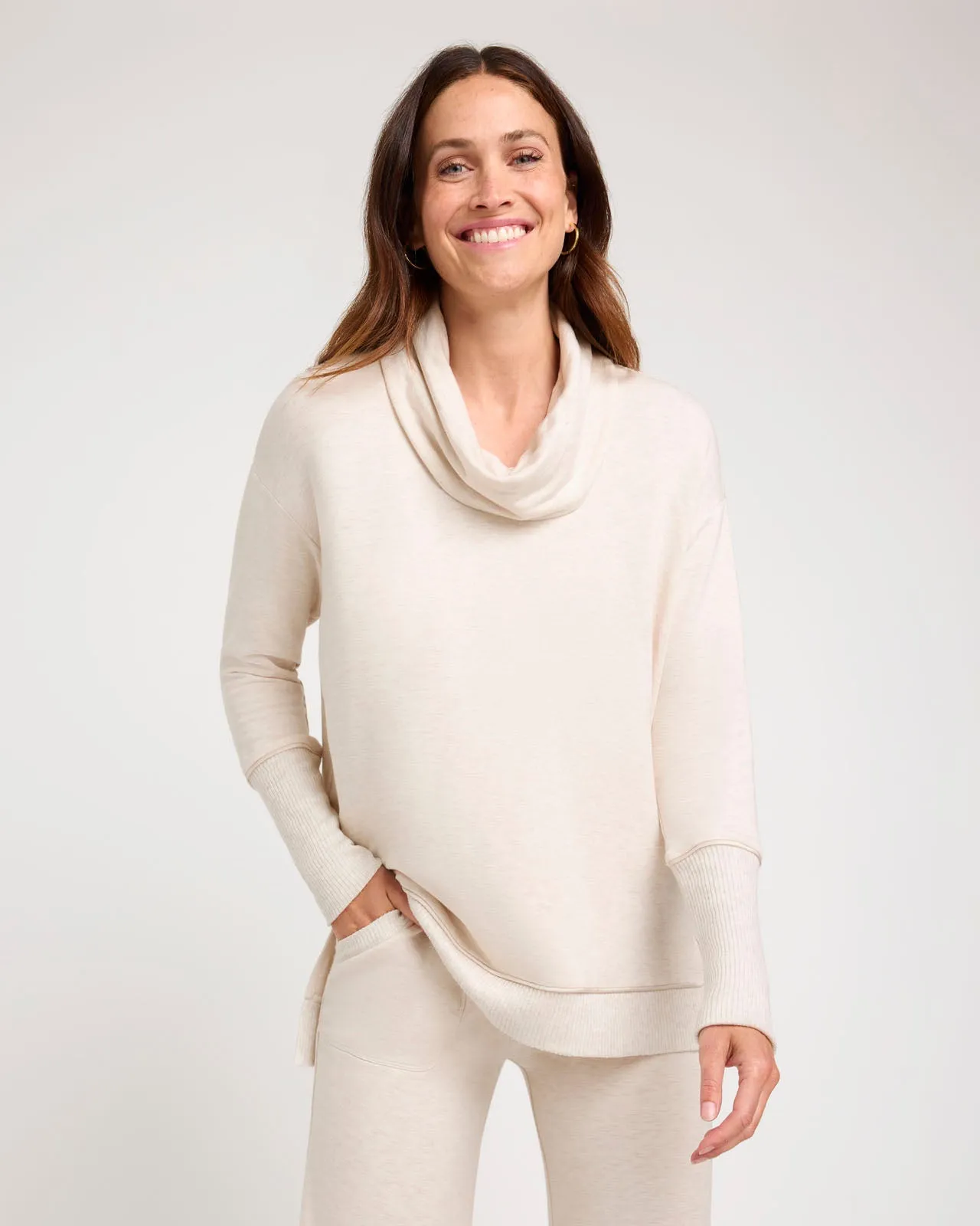 Soft Fleece Plush Cowl Neck Pullover