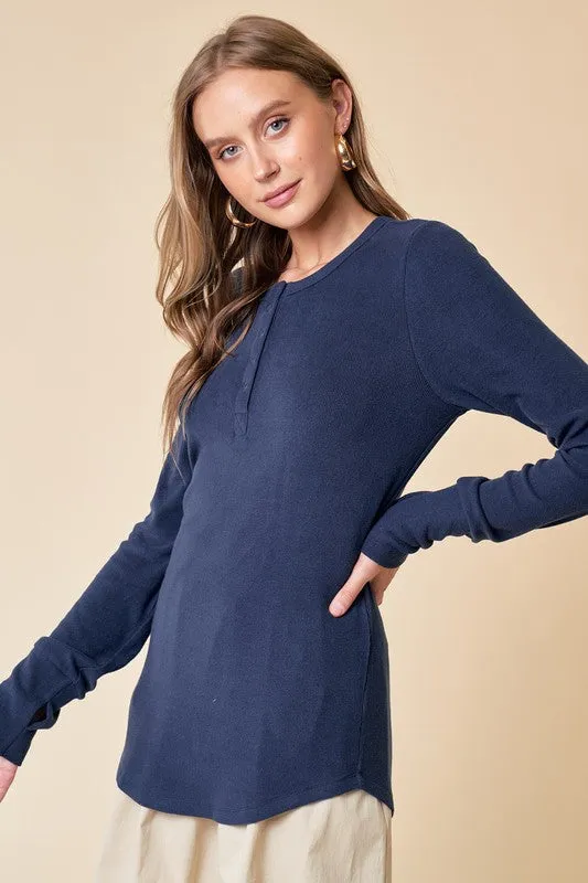 Soft Thumbhole Henley Tops - 4 Colors!