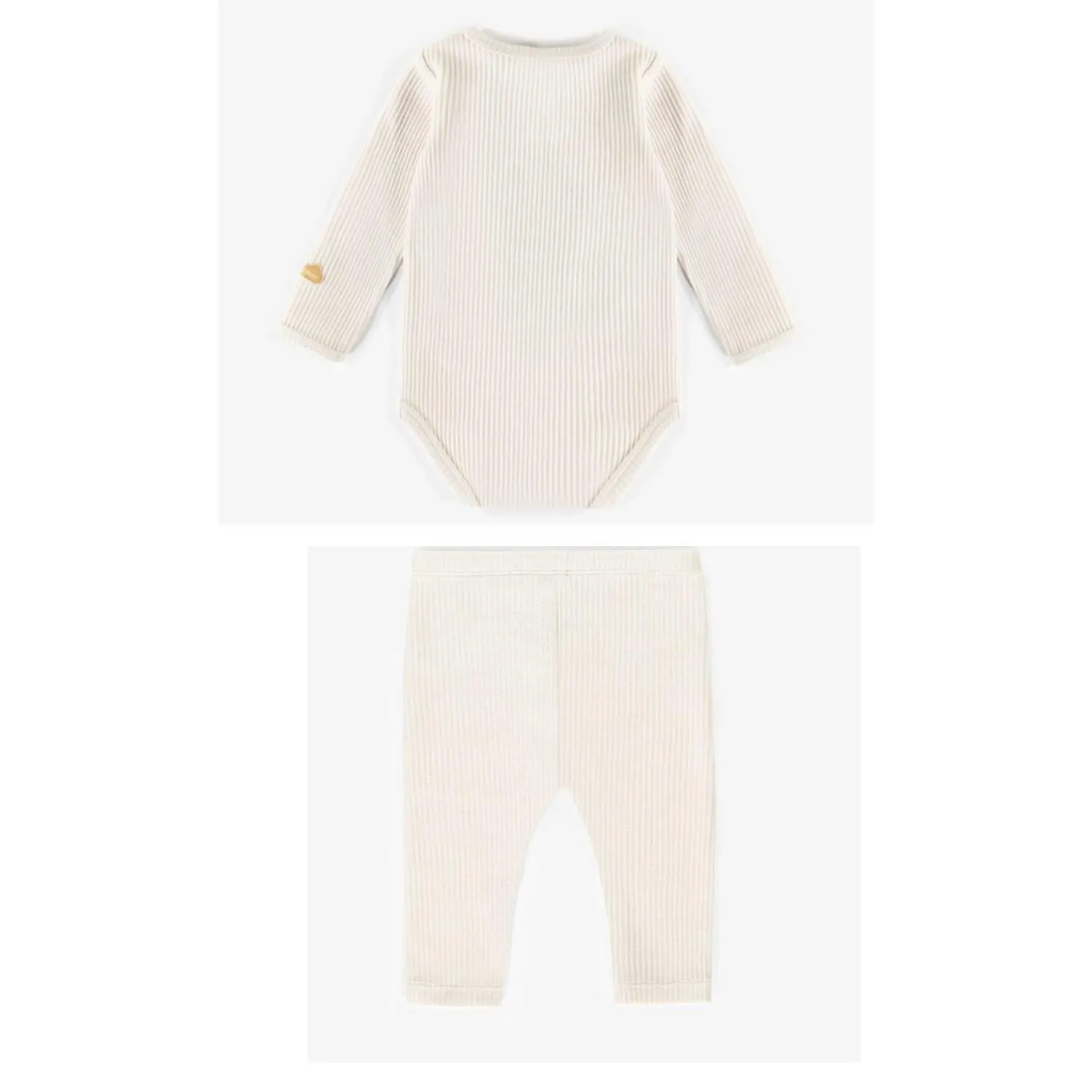 Souris Mini Organic Cotton Henley Collar Bodysuit   Leggings, Cream