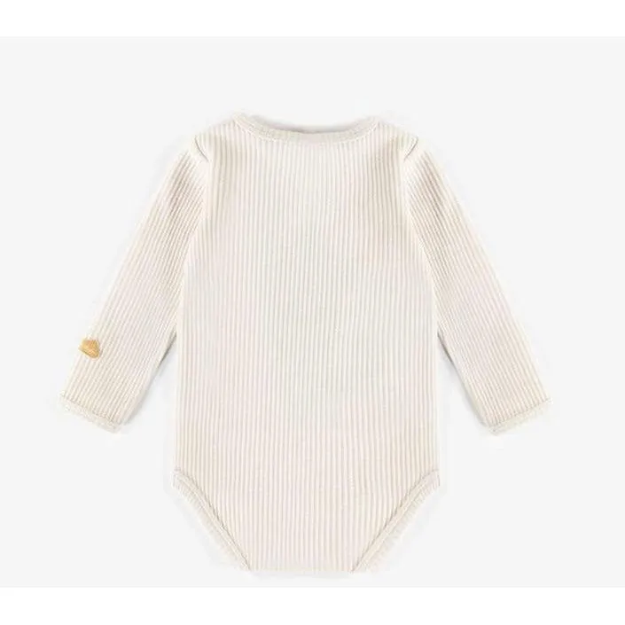 Souris Mini Organic Cotton Henley Collar Bodysuit   Leggings, Cream