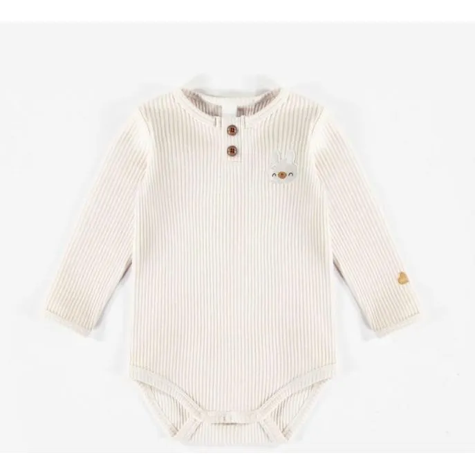 Souris Mini Organic Cotton Henley Collar Bodysuit   Leggings, Cream