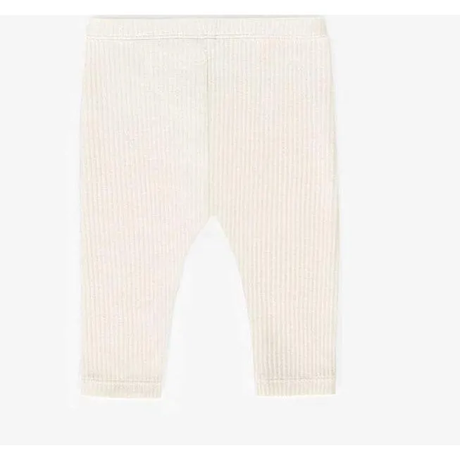 Souris Mini Organic Cotton Henley Collar Bodysuit   Leggings, Cream