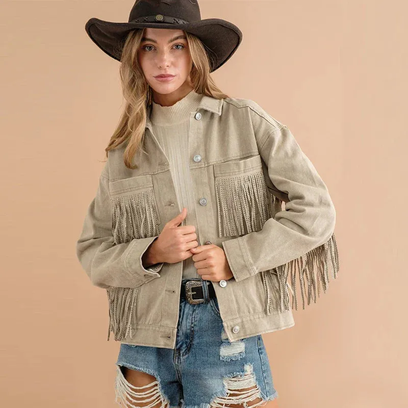 Streetwear Vintage Long Sleeve Outerwear Fringe White Coat