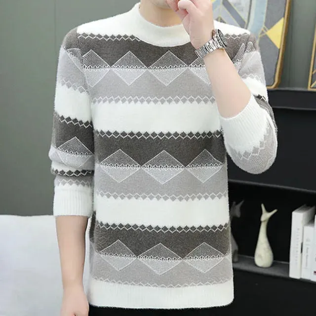 Stripe Geometric Color Contrast Sweater