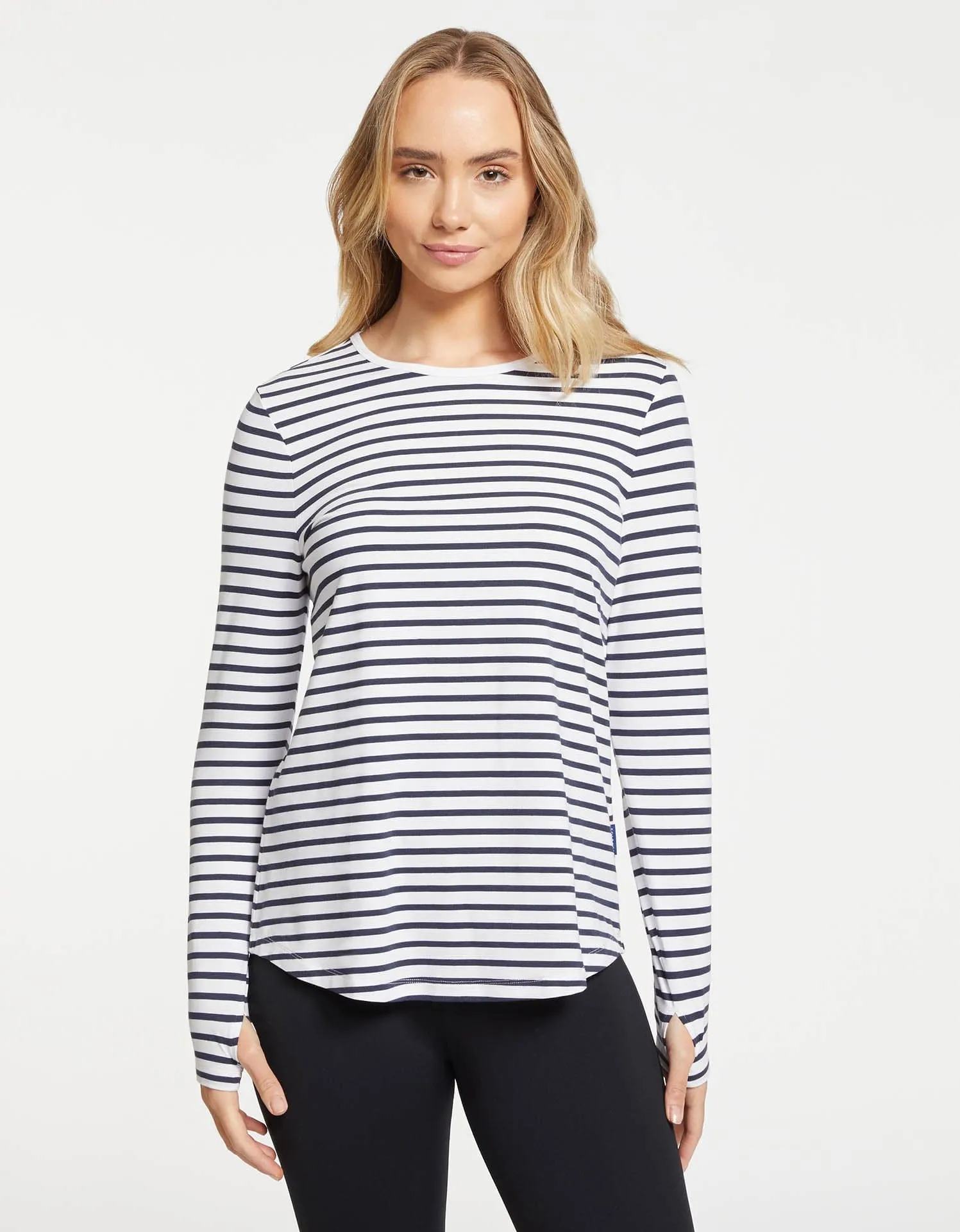 Striped Loose Fit Long Sleeve Swing Top UPF 50  Sensitive Collection