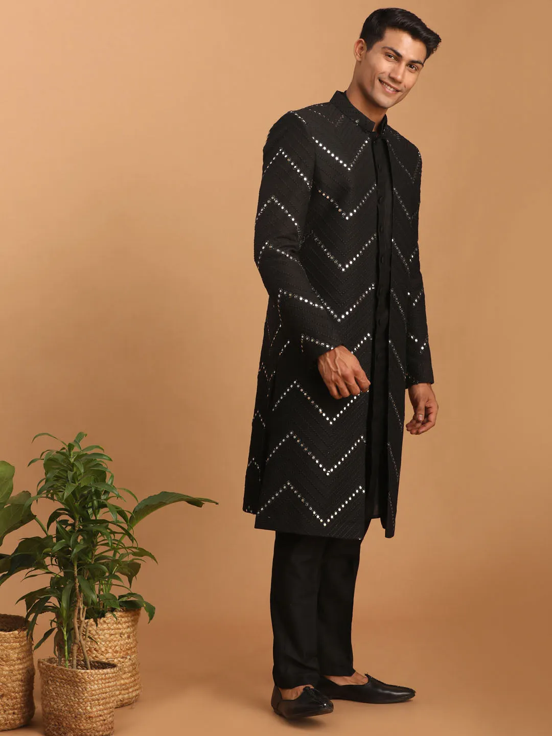 Vastramay Black Solid Kurta Pant Combo