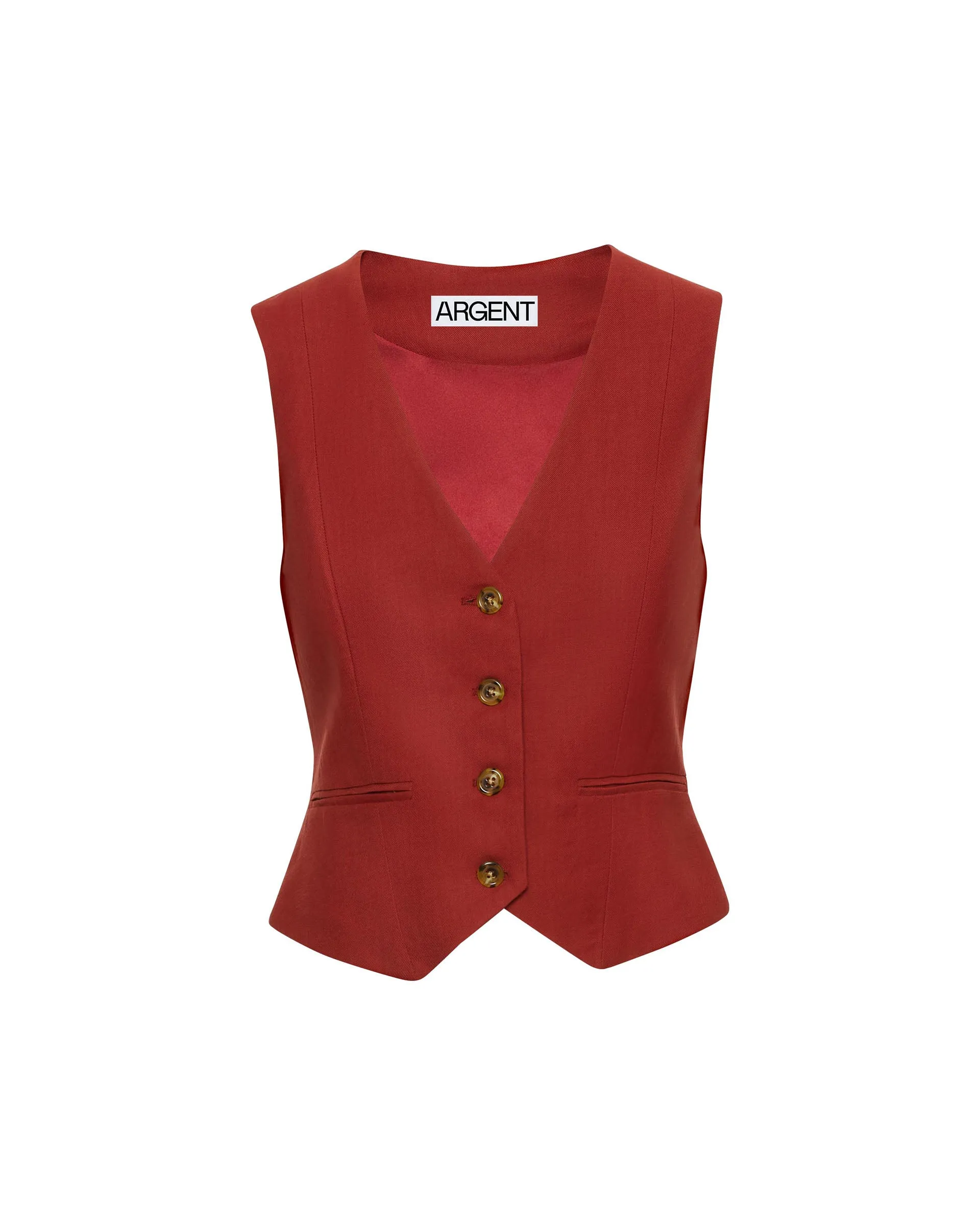 Waistcoat in Viscose Linen Twill | Chili