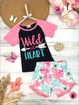 Wild At Heart Floral Pom Pom Shorts Set