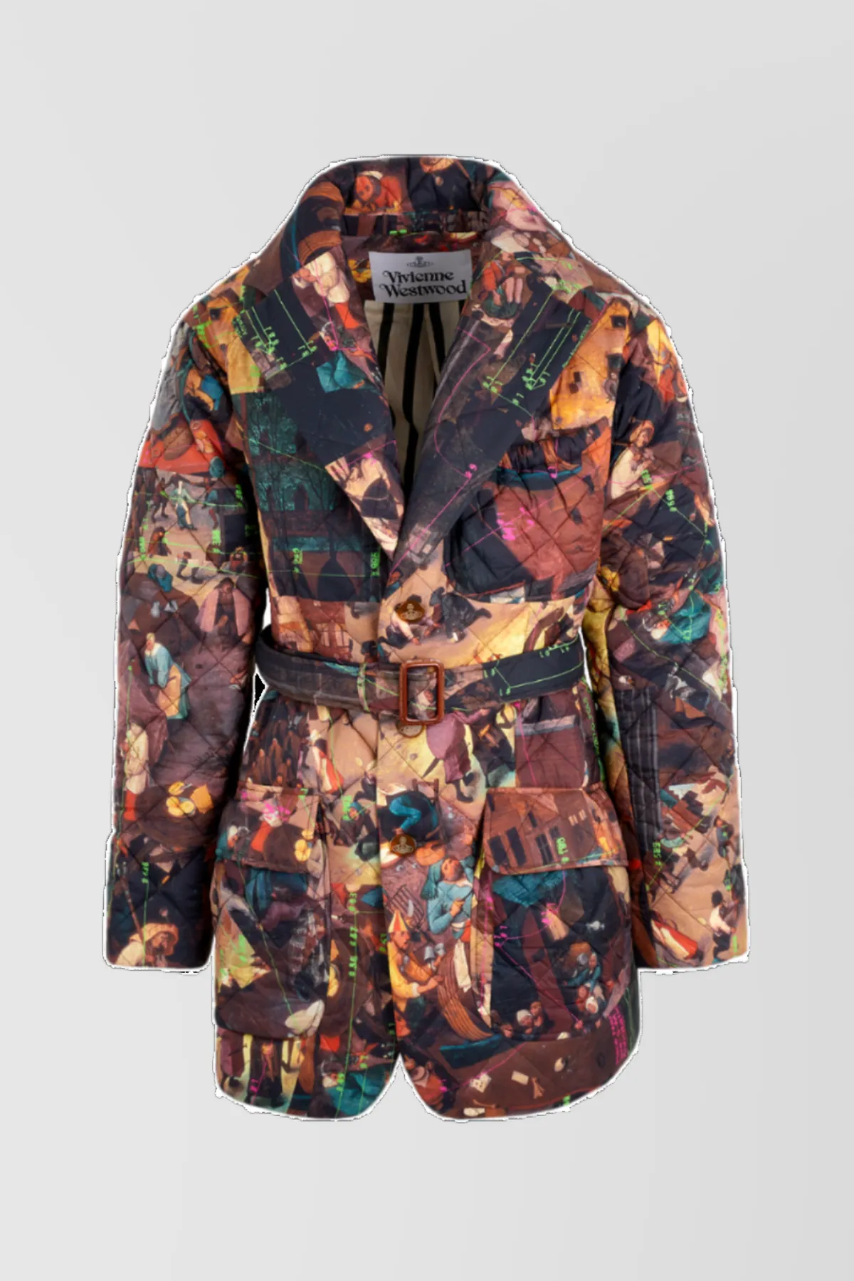 Wittgenstein printed quilted blazer with belt