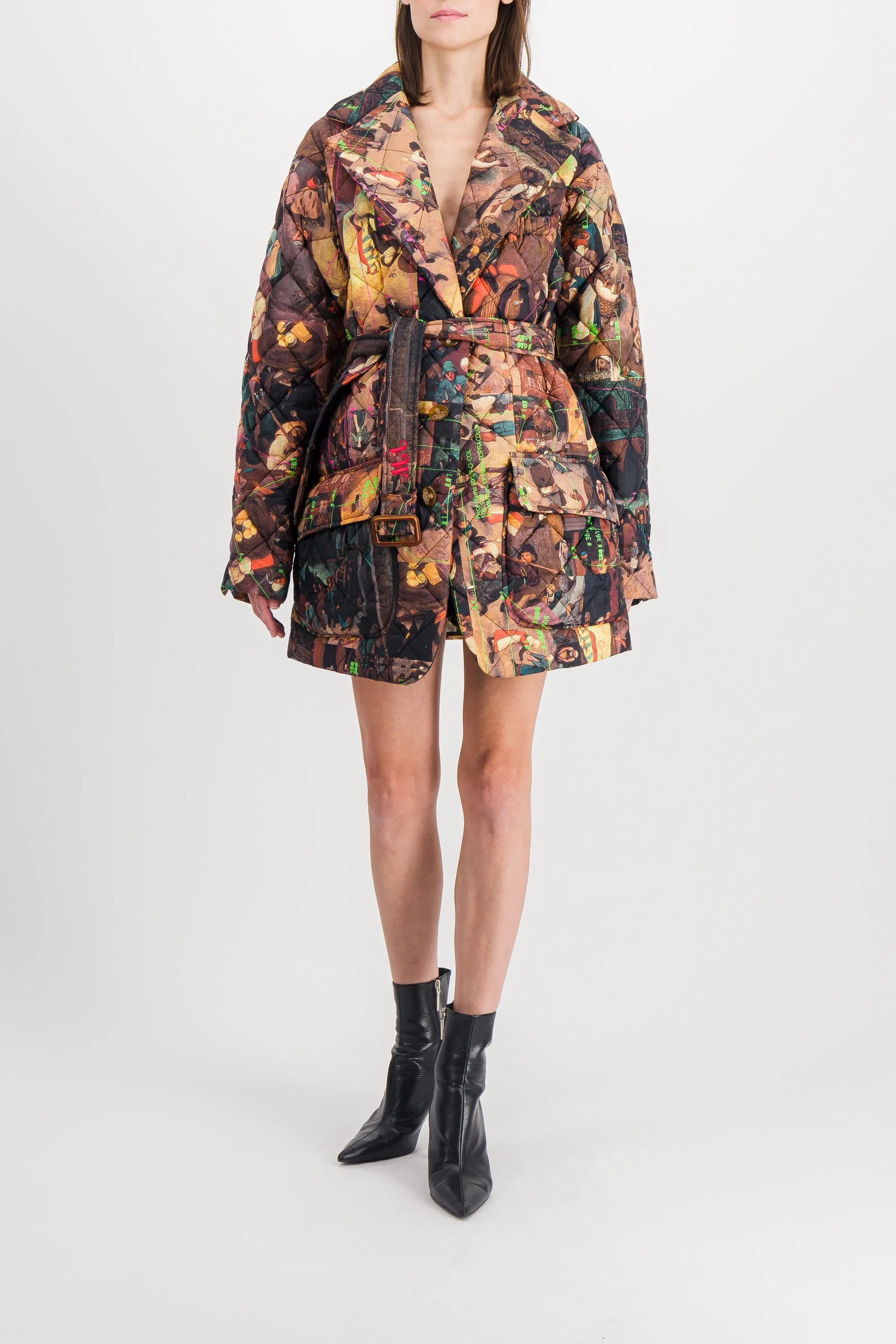 Wittgenstein printed quilted blazer with belt