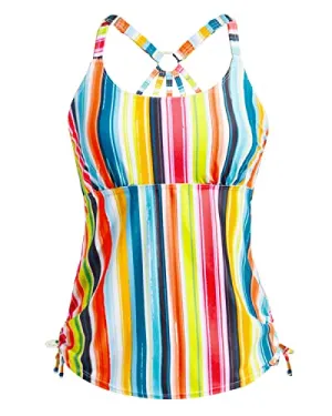 Womens Drawstring Tie Closure Tankini Bathing Suit Tops