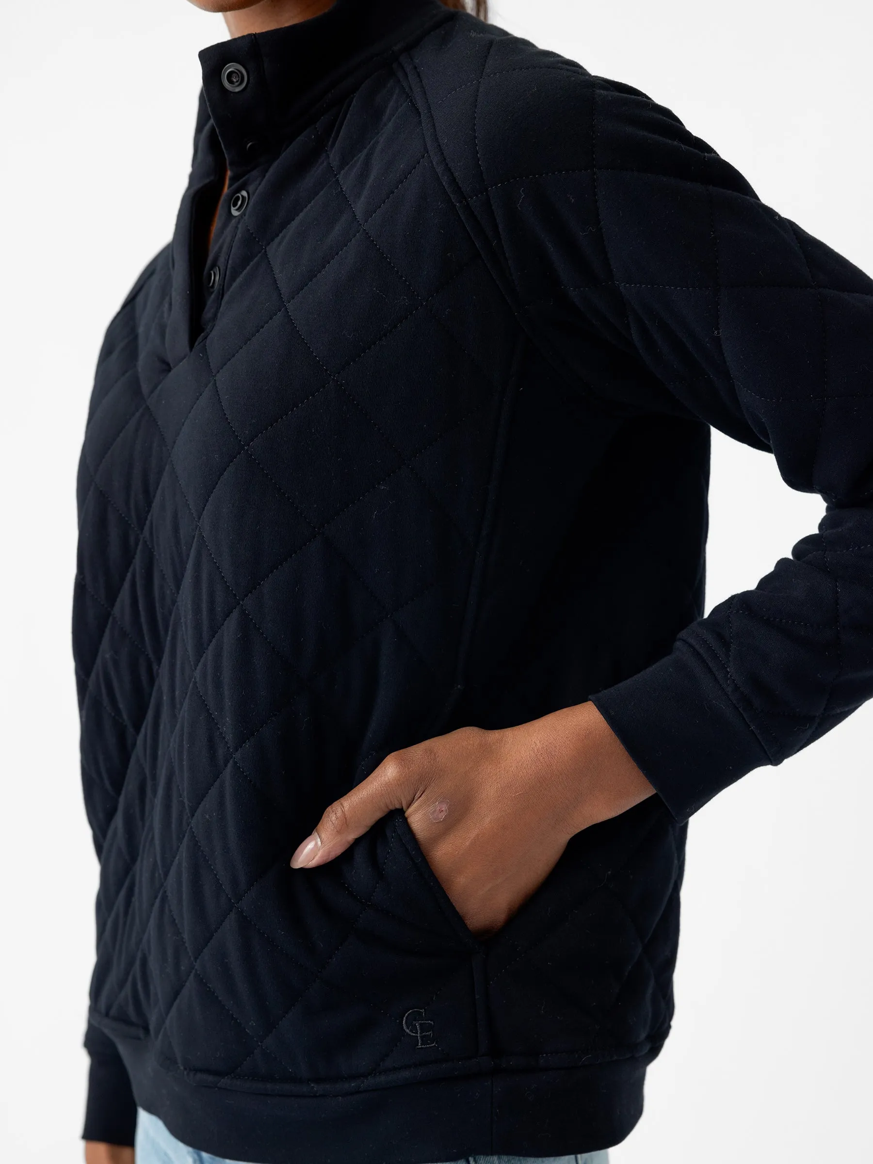 Women's Ultra-Soft Bamboo Quilted Snap Pullover