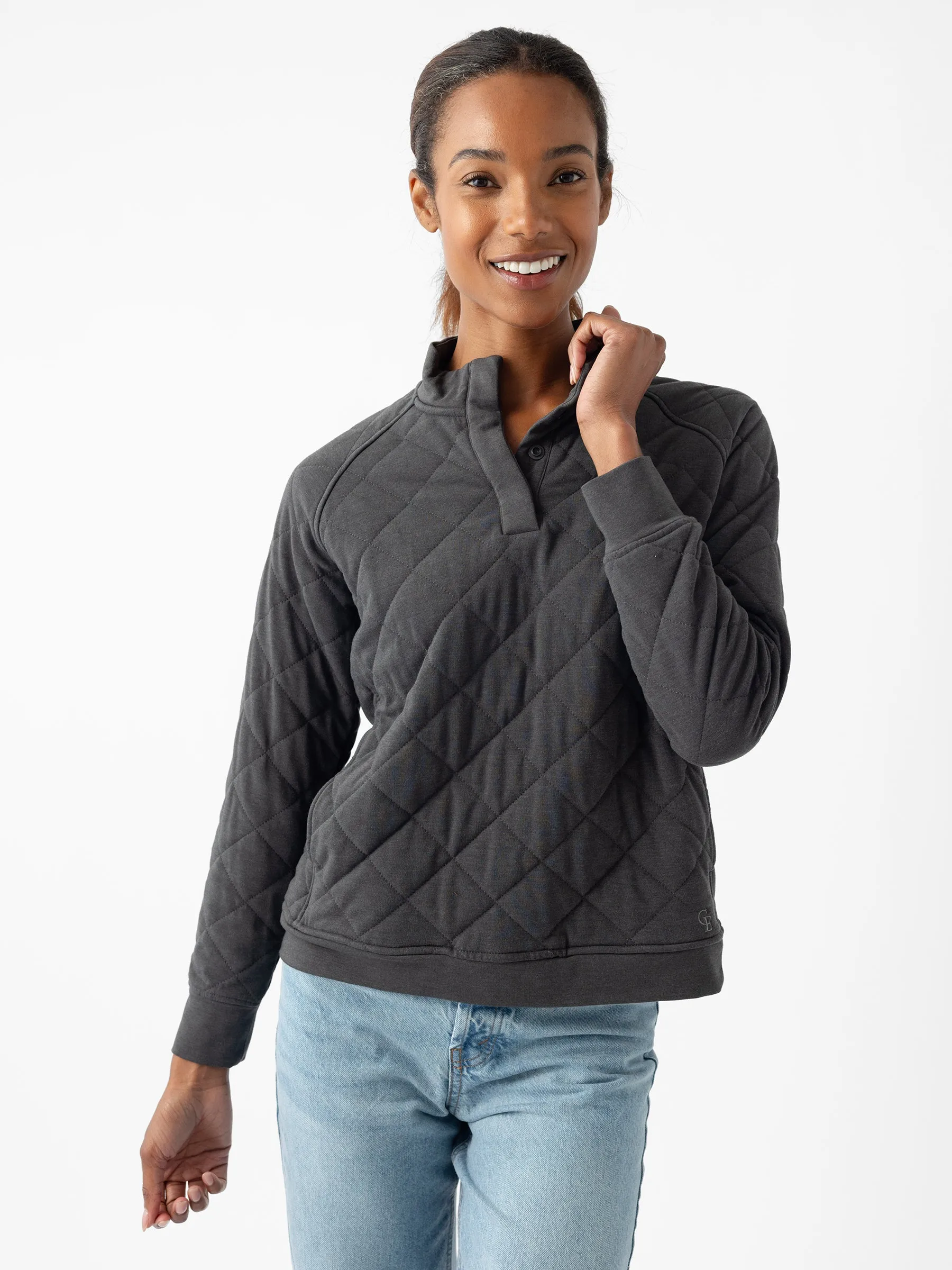 Women's Ultra-Soft Bamboo Quilted Snap Pullover